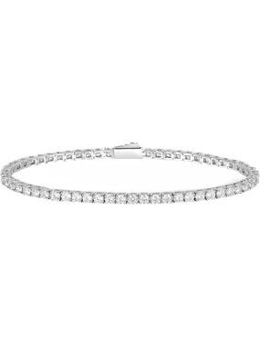 Iced Out Tennis Bracelet, 18k White Gold Plated, Cubic Zirconia, Adjustable